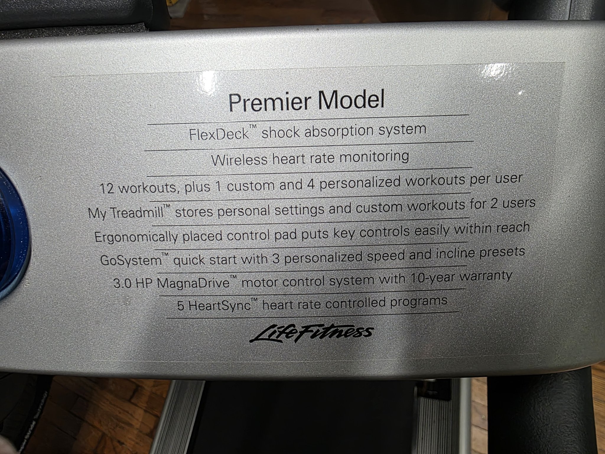 Life Fitness T5.0 Treadmill - motor cover decal